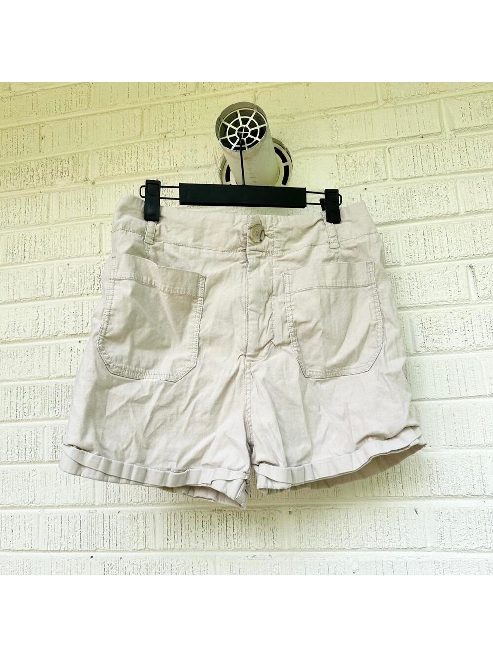 Anthropologie Cream Linen Blend Shorts
